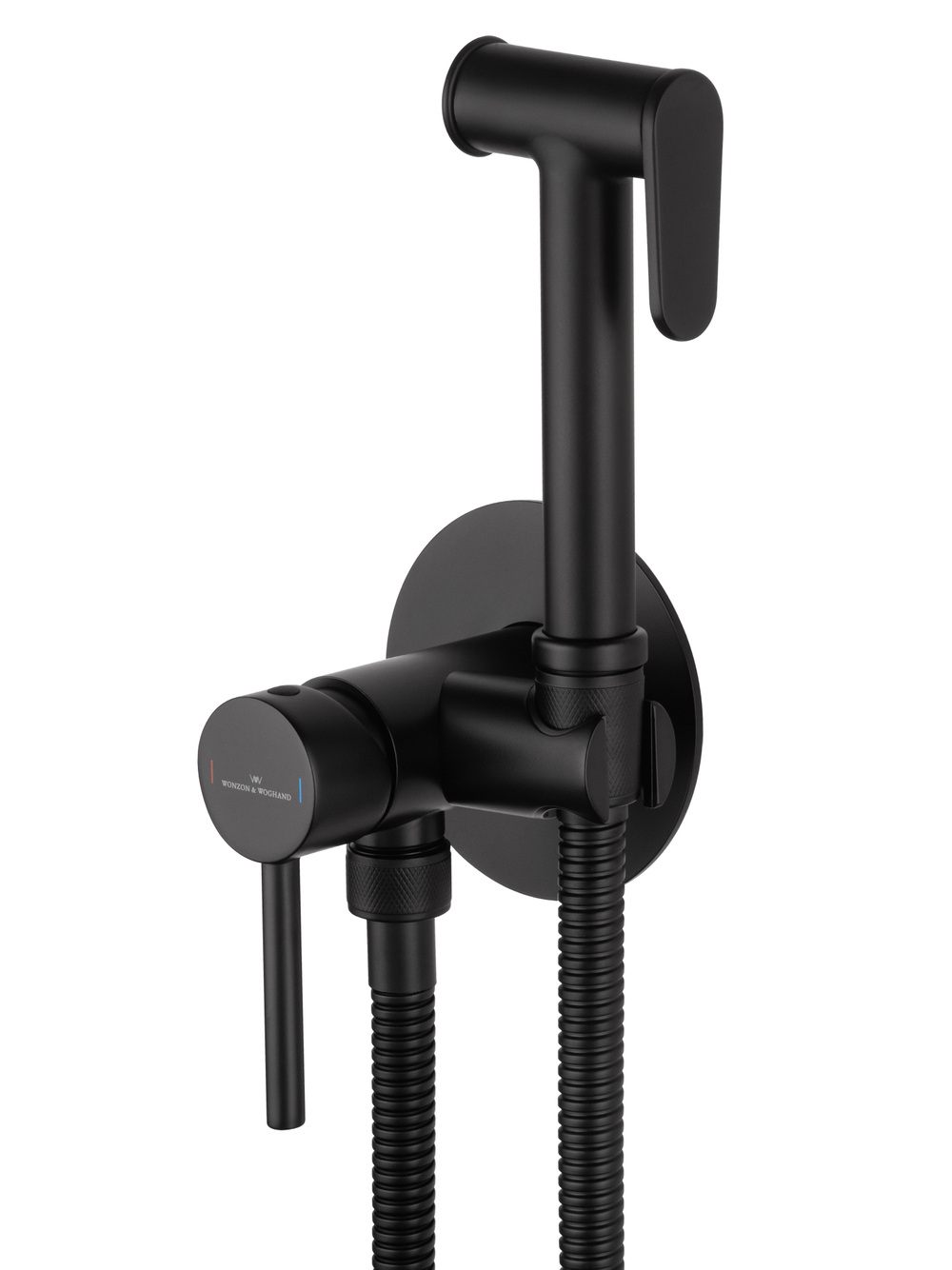 Смеситель с гигиеническим душем встраиваемый WONZON & WOGHAND STICK, Черный матовый (WW- 88829902-MB)