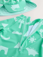 Комбинезон купальный солнцезащитный и кепка в комплекте для мальчика Next E22-297, Зеленый