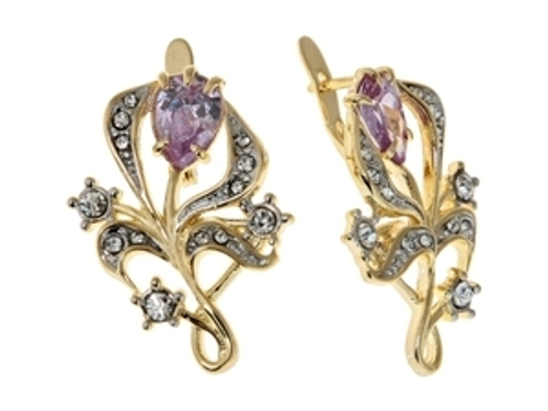 "Брита" серьги в золотом покрытии из коллекции "Идиллия Jenavi" от Jenavi с английским замком