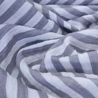 Муслин двухслойный "Серо-голубая полоска на молочном"