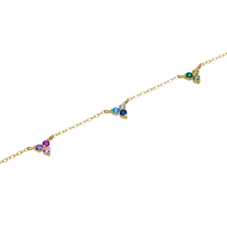 Колье-цветные камни, треугольники, золото