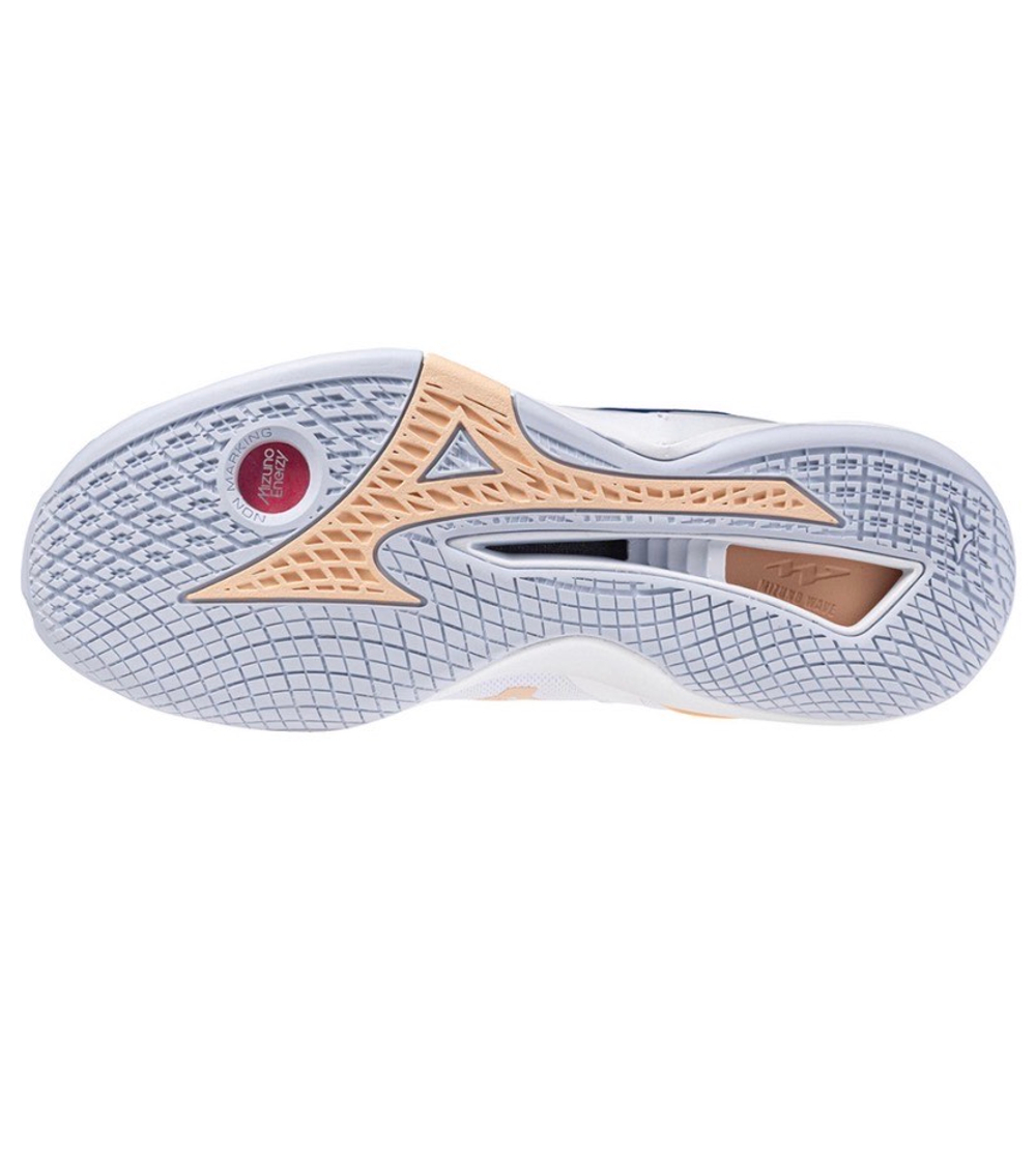 MIZUNO, WAVE STEALTH NEO, HANDBALL, White/Navy Peony/Peach Parfait, WOMEN, US 6,5 /EUR 38,5 /UK 5,5 /СМ 24,5