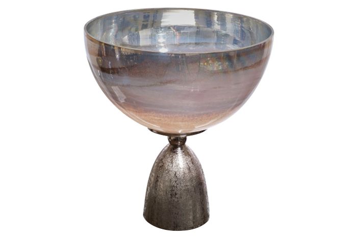 Чаша стеклянная на металлическом основании серебряная Garda Decor 71PN-3177