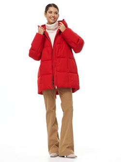 Пуховик с капюшоном зимний, красный, SilverFox