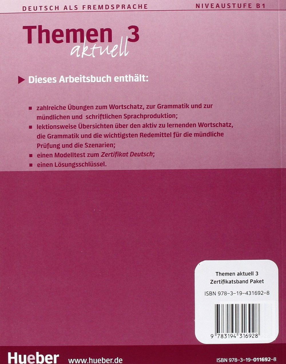 Themen aktuell 3 Zertifikatsband Kursbuch und Arbeitsbuch+CD Audio(2) Paket