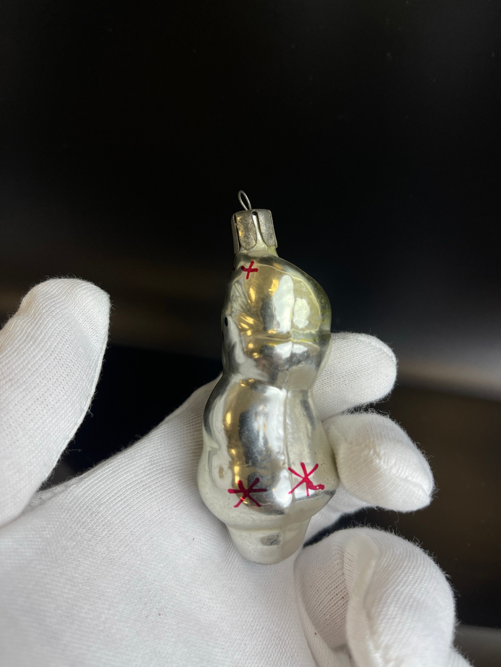Ёлочная игрушка "Снегурочка" со снежинками, новогодняя, стекло, винтаж СССР 1950-1980 гг