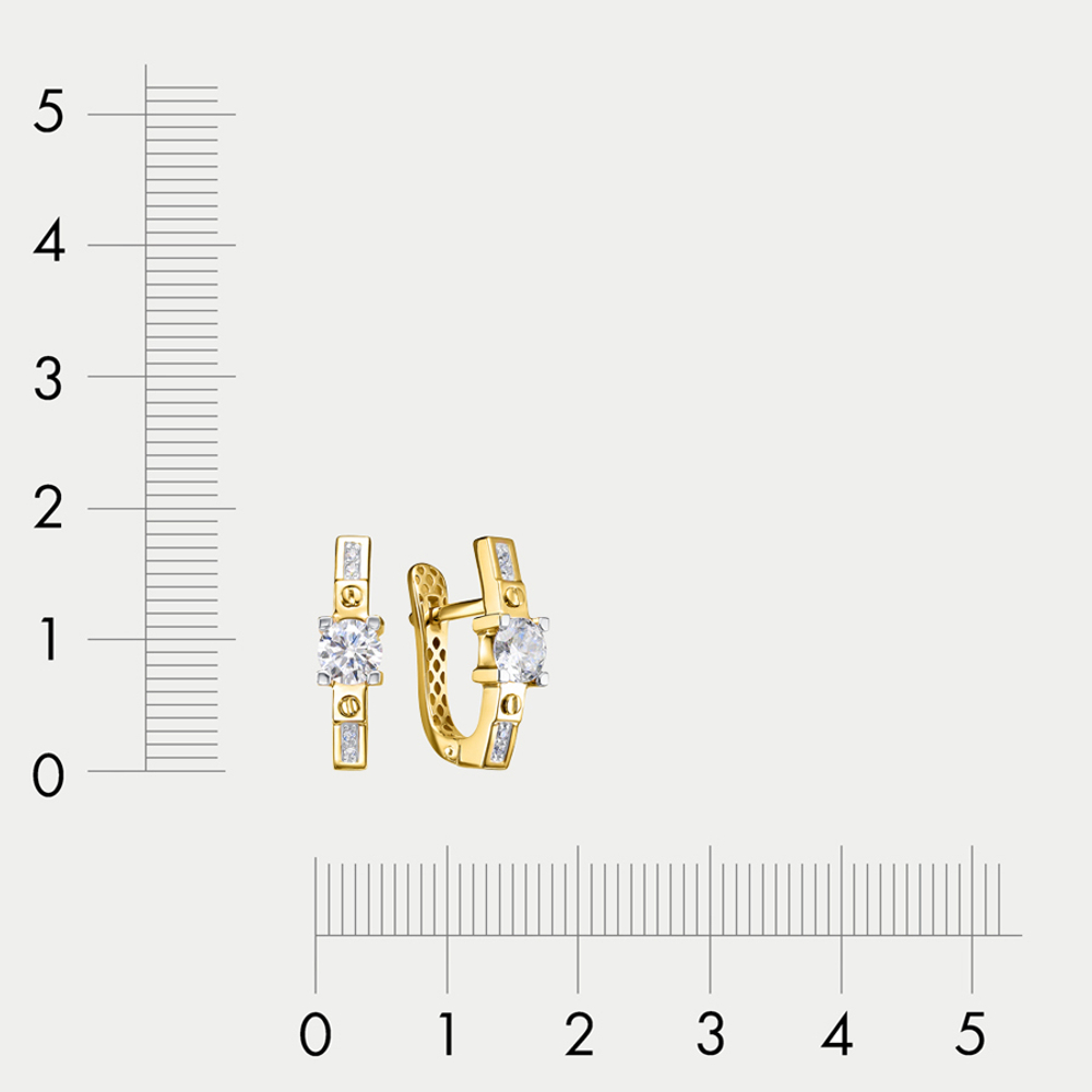 Серьги женские с фианитами из желтого золота 585 пробы (арт. дф1201860рл)