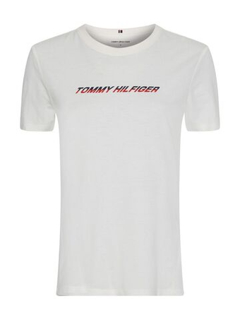 Женская теннисная футболка Tommy Hilfiger Regular Graphic C-NK Tee SS - белый