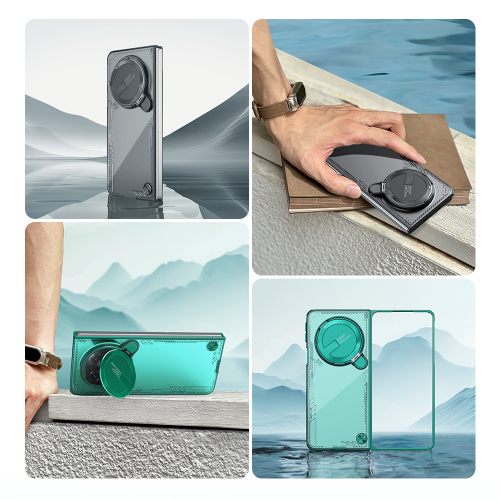 Чехол тонированный прозрачный от Nillkin с металлической откидной крышкой на OPPO Find N5, серия Iceblade Fold Case