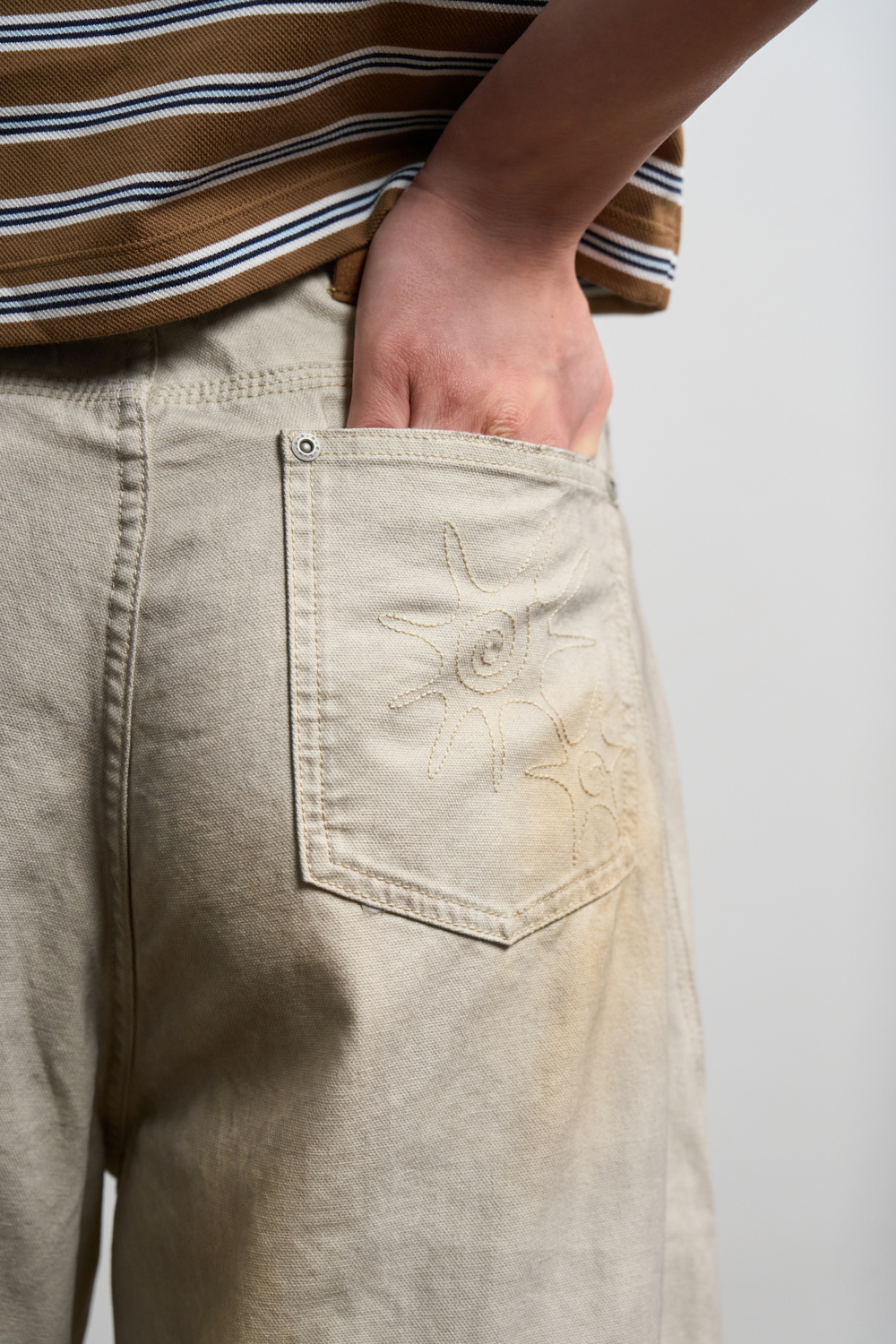 Брюки Nothomme Monterest Retro Washed Curved Blade Wide-Leg Pants "Sand Bone White" Women's