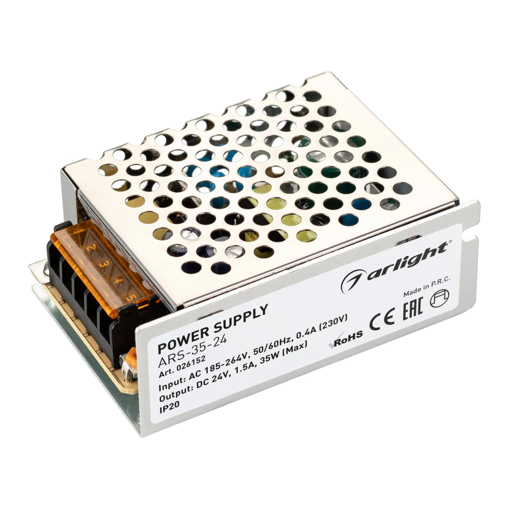 Блок питания ARS-35-24 (24V, 1.5A, 35W) (Arlight, IP20 Сетка, 2 года) 026152