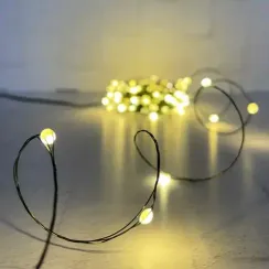 Гирлянда Капли 100 теплых белых макро ламп, 1000 см., 8 режимов, зеленый провод, Christmas DeLuxe (87632)