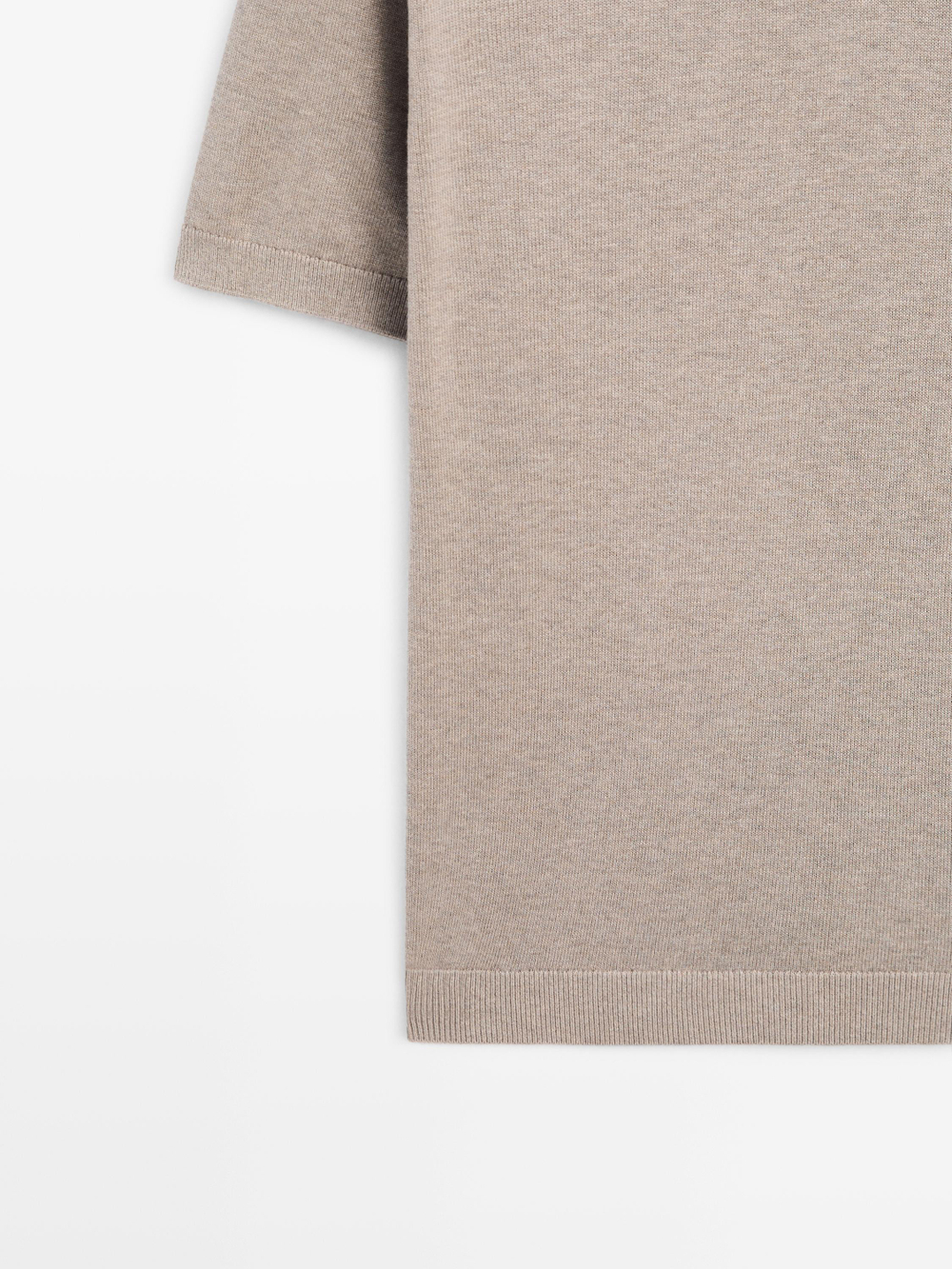 Massimo Dutti Трикотажный свитер из смесового хлопка с воротником-поло, норка