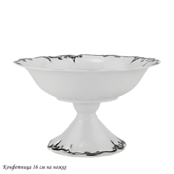 Lenardi 666-391 Конфетница 16см на ножке ARGENTO в под.уп.(х8)Фарфор