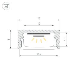 Профиль LINE-1708-2000 WHITE (Arlight, Алюминий) 044234(1)