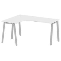 Metal System Стол криволинейный левый на А-образном м/к БА.СА-4 (L) Белый/Металл Серый 1600*1200*750
