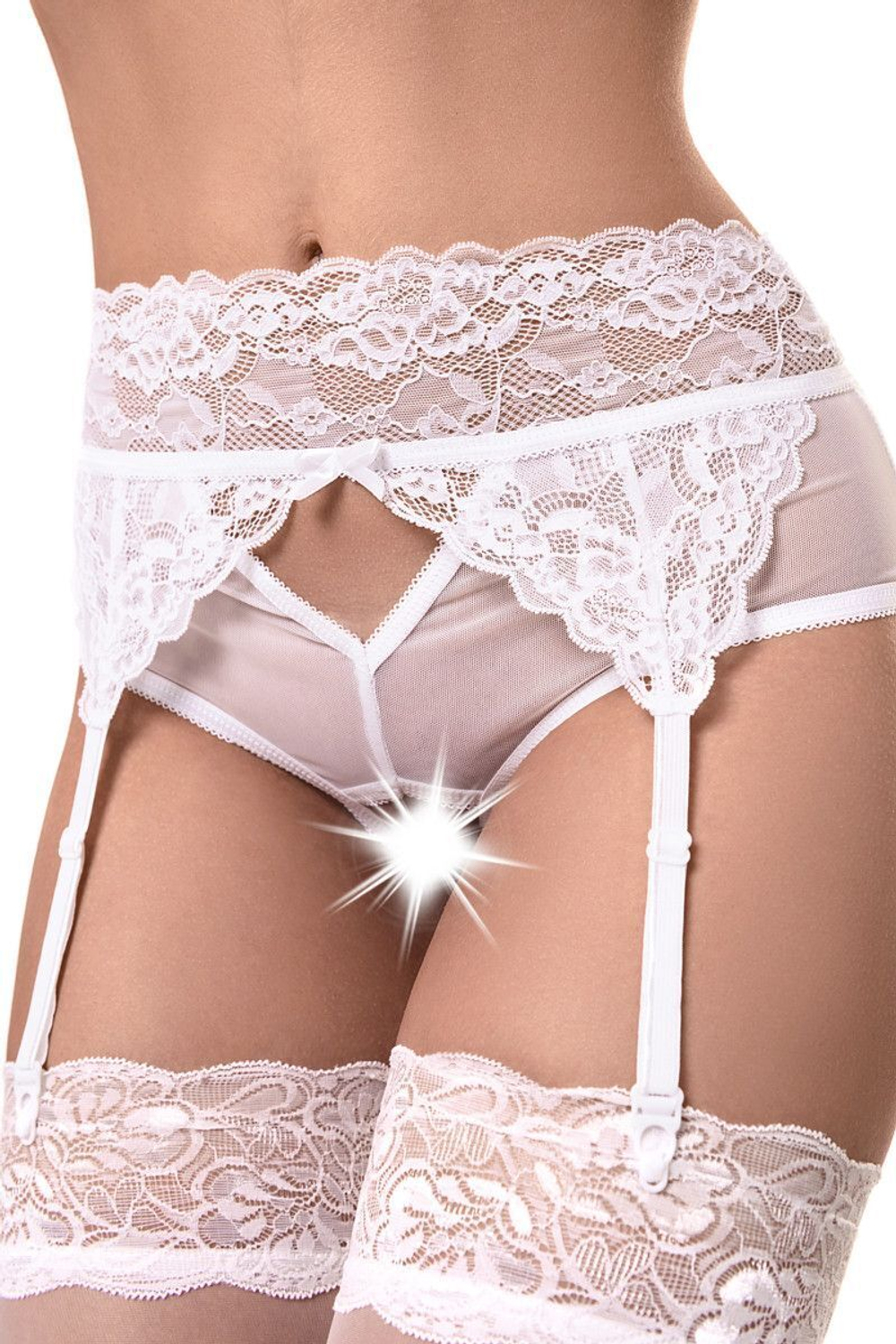 Эротические кружевные трусики-пояс c высокой посадкой Iveta (Размер: 46-48) (Цвет: черный)