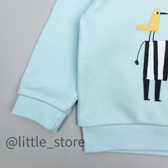 Лонгслив хлопковый "Веселое сафари" голубая вода