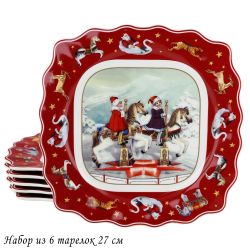 Lenardi 305-179 Набор из 6 тарелок 27см НОВЫЙ ГОД в под.уп.(х6)Фарфор