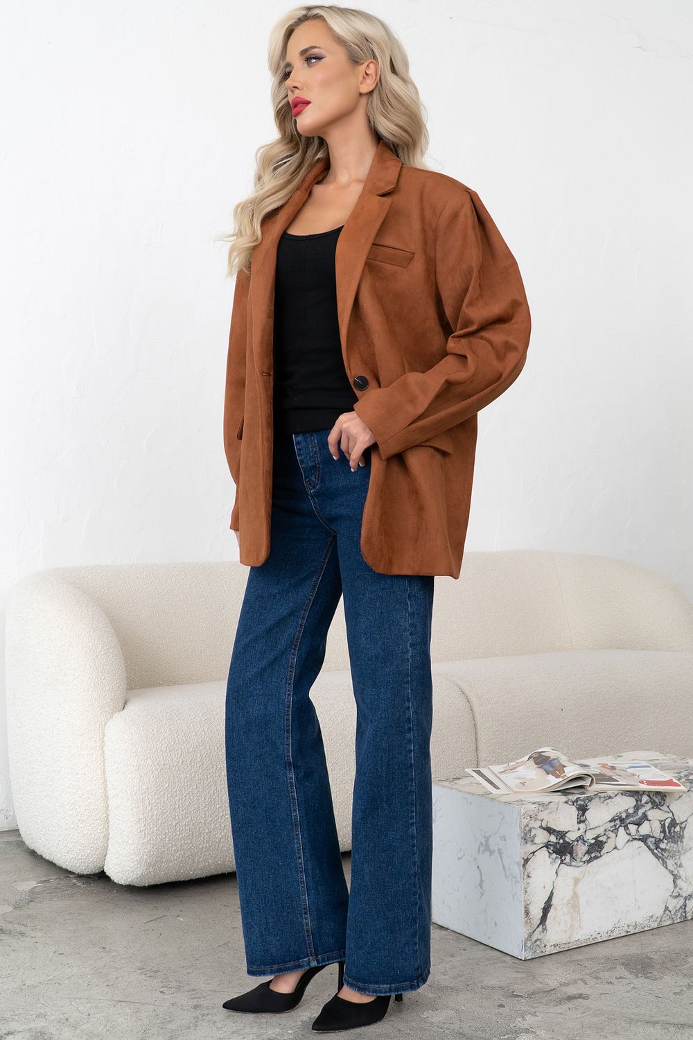 Пиджак из эко-замши (корица) П11-21 Nikol