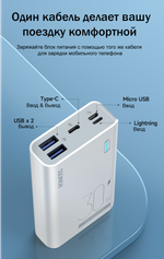 Внешний аккумулятор Romoss Sense 4S Pro/ 10000мАч/ 30 Вт быстрая зарядка