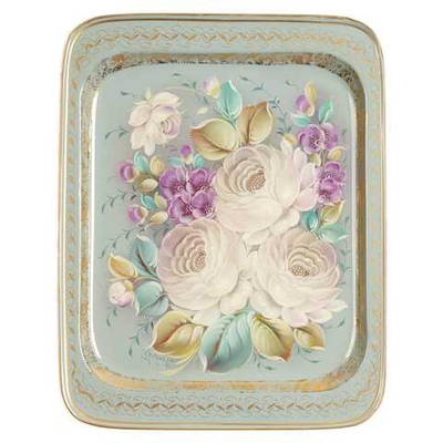 Жостовский поднос декоративный, размер 33х26 см (A13), металлический