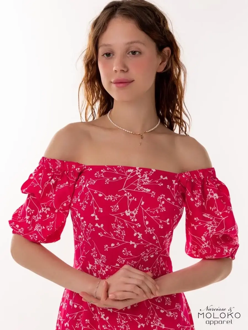 Платье летнее миди крестьянка в цветочек