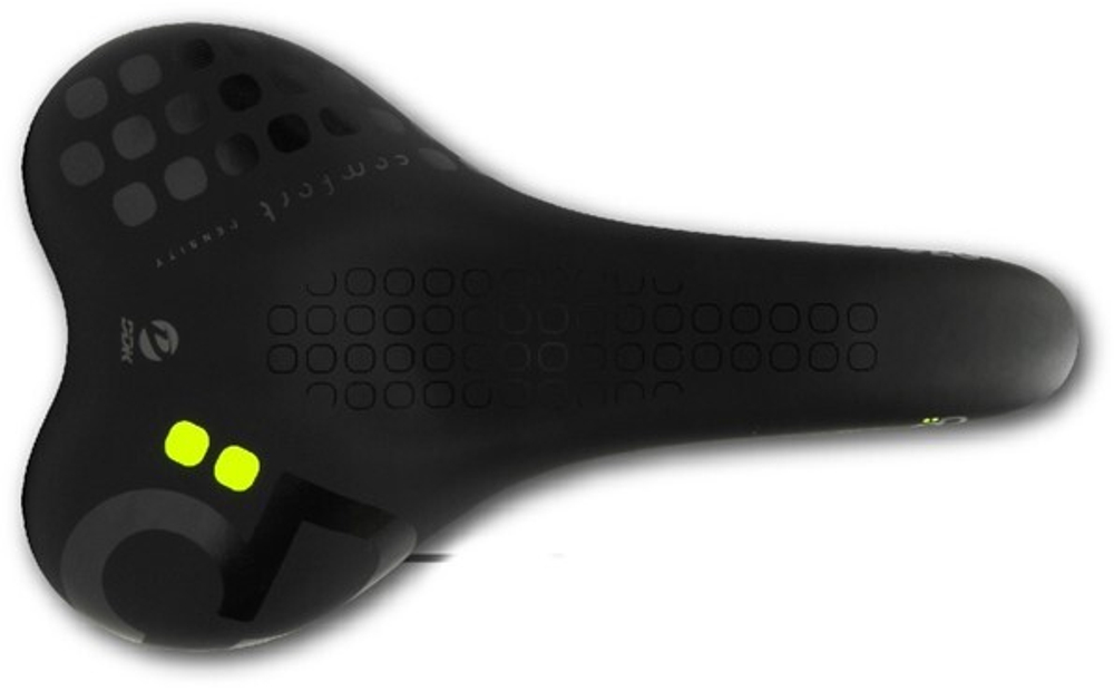 Седло VLX-S10 мужское серии "Comfort Density" 269x146мм., уникальный чёрный с лаймом дизайн