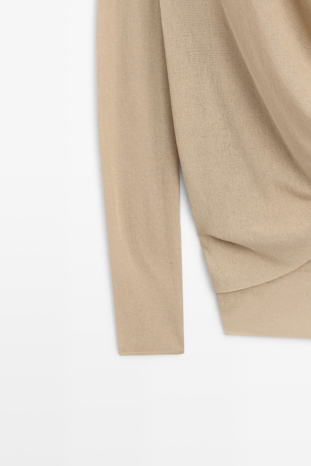Massimo Dutti Трикотажный кардиган с драпировкой и запахом, песочный