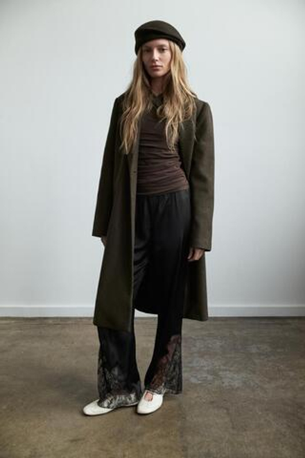 ZARA ФУТБОЛКА С БОКОВОЙ ДРАПИРОВКОЙ, ШОКОЛАДНЫЙ