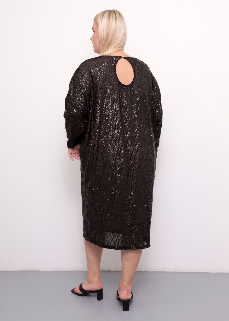 Платье-кокон, пайетки,черный