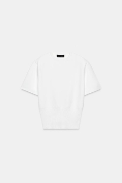 ZARA ТРИКОТАЖНЫЙ ТОП С ПОДПЛЕЧНИКАМИ, БЕЛЫЙ