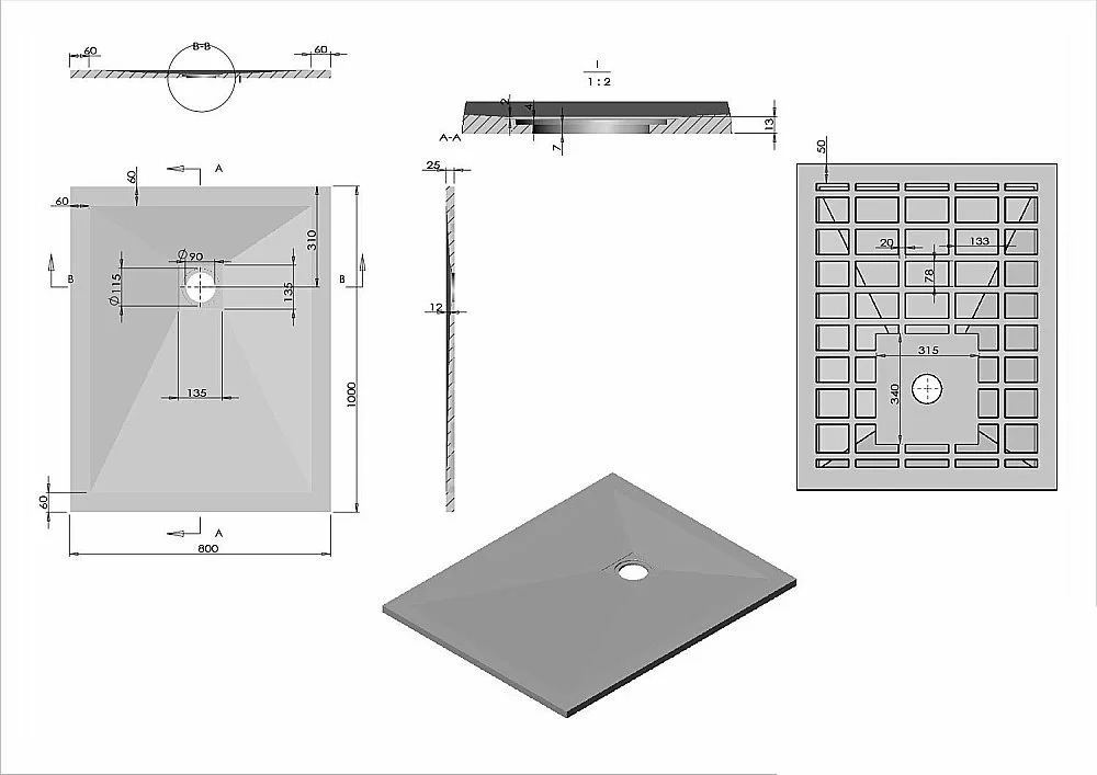 Душевой поддон Vincea VST-4SR8010G 100х80 серый