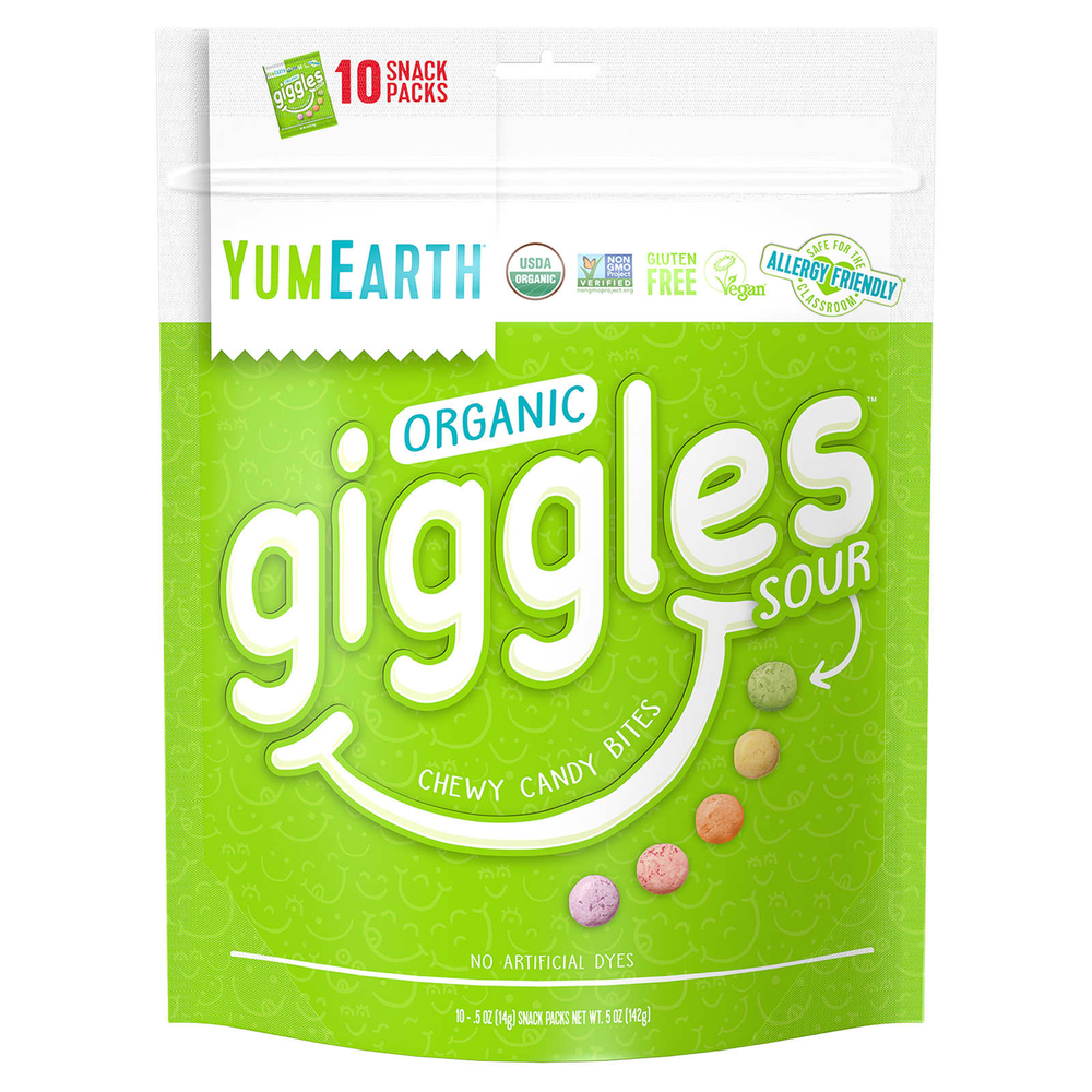 YumEarth, Organic Giggles, кислый вкус, 10 упаковок с закусками, 14 г (0,5 унции)