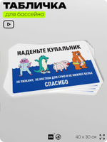 Табличка для бассейна "Наденьте купальник", на пляж, для общественной и частной зоны отдыха, информационная, 40х30 см, Silver Plane x Айдентика Технолоджи