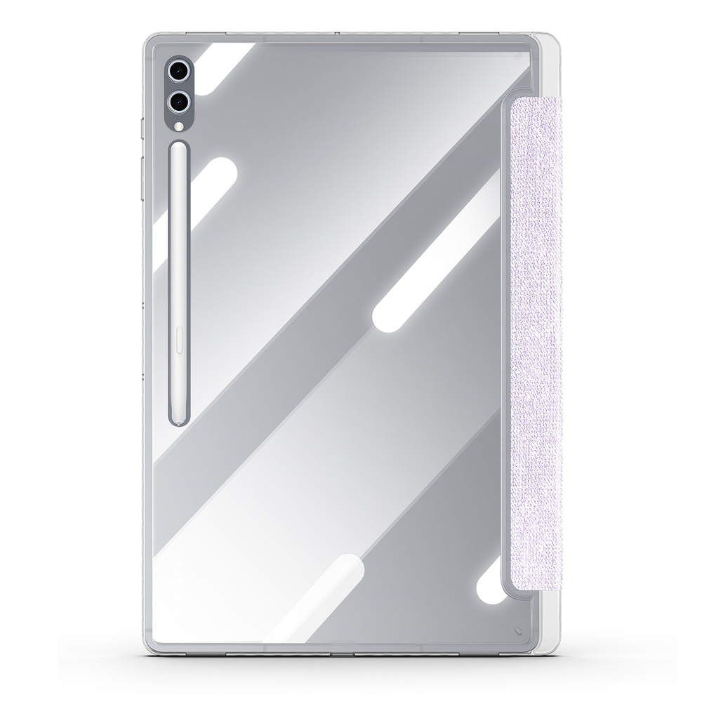 Чехол книжка фиолетового цвета от Dux Ducis для Samsung Galaxy Tab S9 Ultra, Tab S10 Ultra и Tab S8 Ultra, серия Unid Series Case, с держателем стилуса и функцией автоматического перехода в спящий режим
