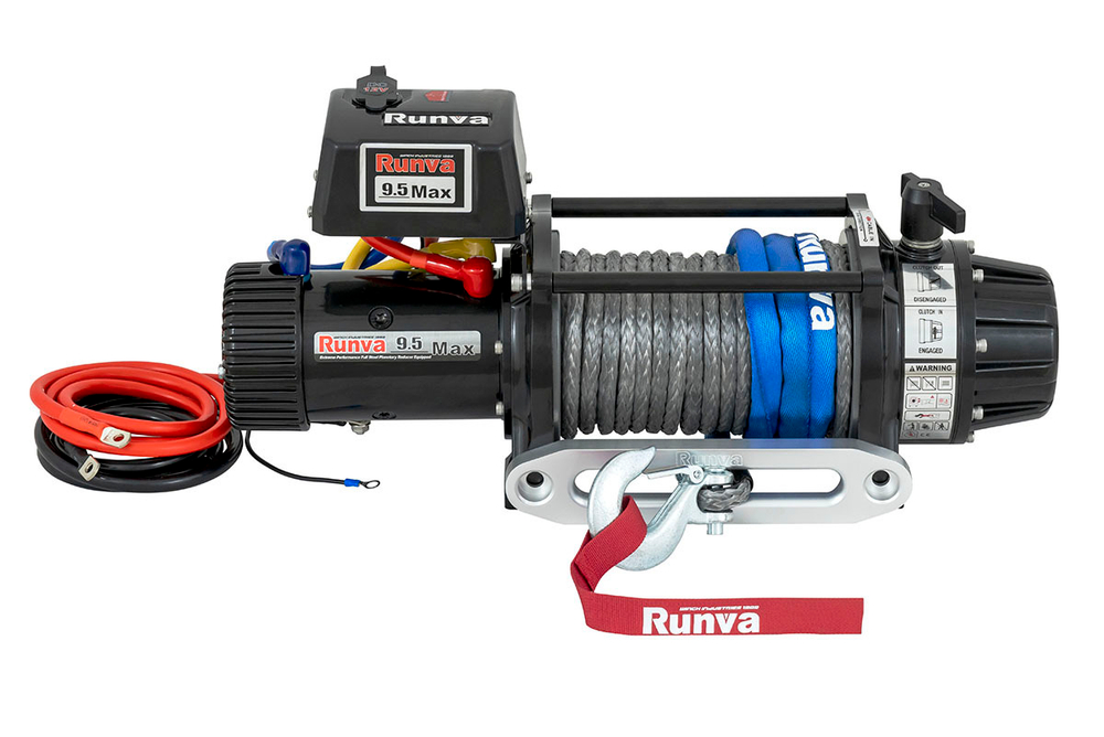 Лебёдка автомобильная электрическая 12V Runva 9500 lbs 4350 кг MAX высокоскоростная, влагозащищенная, синтетический трос