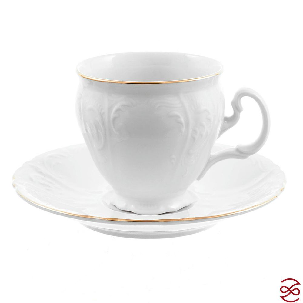 Набор кофейных пар Bernadotte Белый узор 170 мл(6 пар)