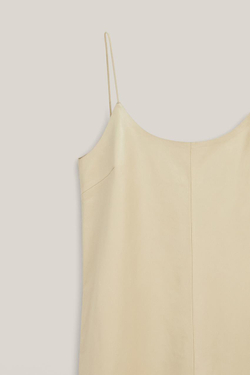 Massimo Dutti Платье-миди из кожи наппа - Limited Edition, бежевый