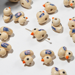 Бусина в форме утенка, 12,3*12,3мм, бежевая, глазурированный фарфор