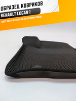 Коврики EVA для Renault Logan 1 поколение (06.2004 - 08.2016) - Комплект в салон - 3D С бортиками - Черный - Черный кант