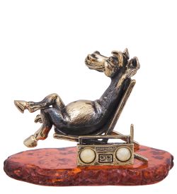 Народные промыслы AM-4230 Фигурка «Лошадь Меломан» (латунь, янтарь)