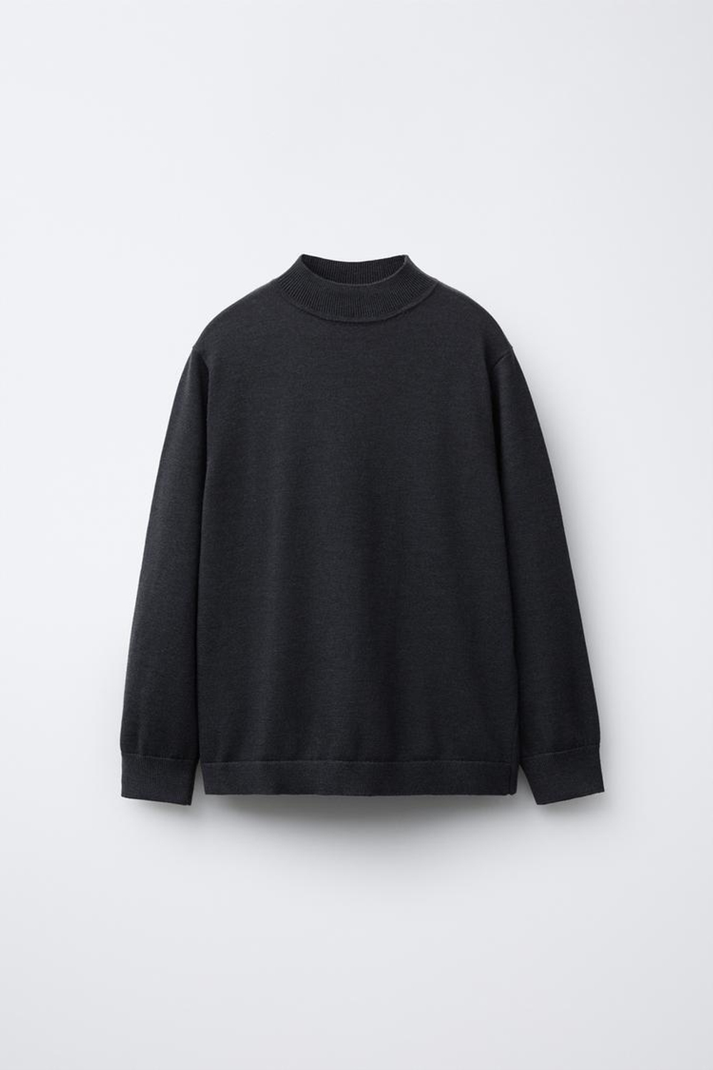 ZARA ТОНКИЙ ТРИКОТАЖНЫЙ ДЖЕМПЕР С ВОРОТНИКОМ СТОЙКОЙ, СТАЛЬНОЙ