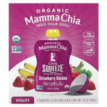 Mamma Chia, Organic Chia Squeeze Vitality Snack, клубника и банан, 4 пакетика, 99 г (3,5 унции)