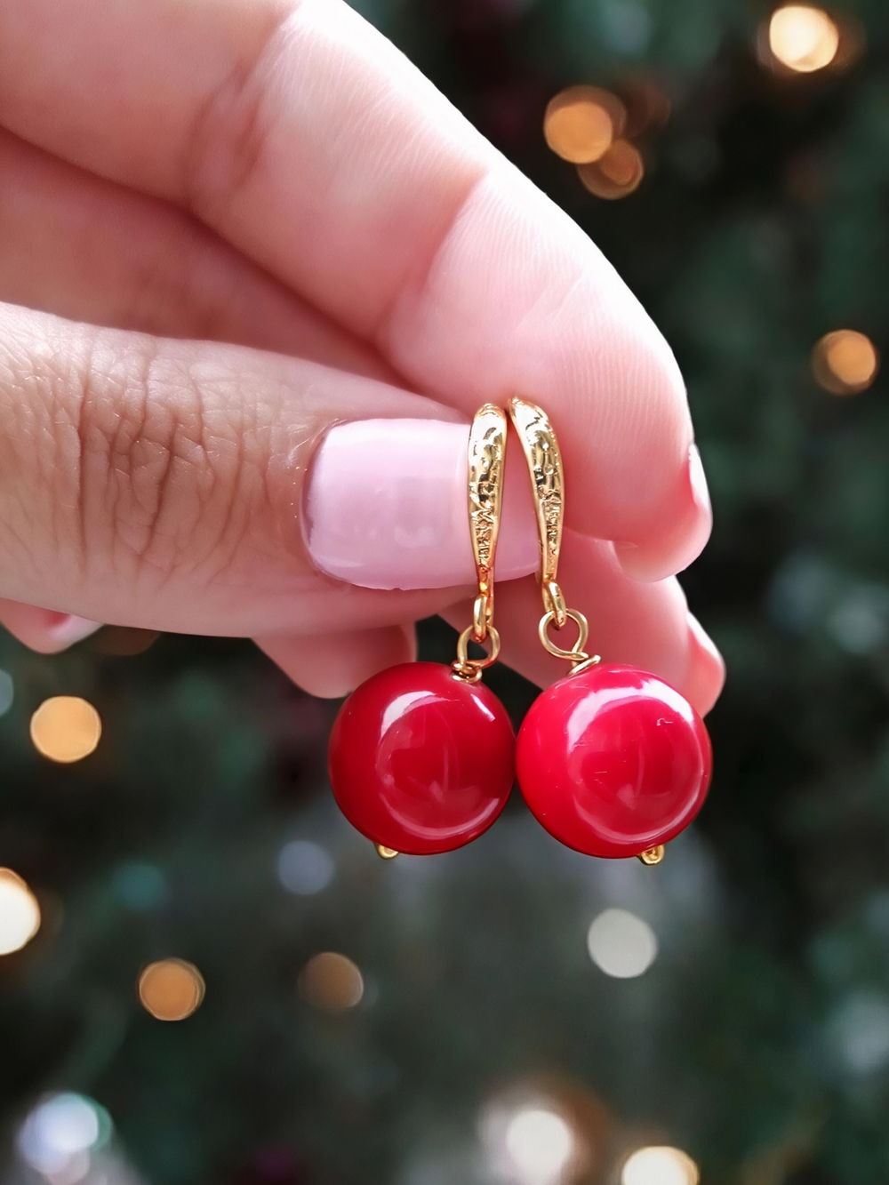 Серьги с натуральным красным кораллом