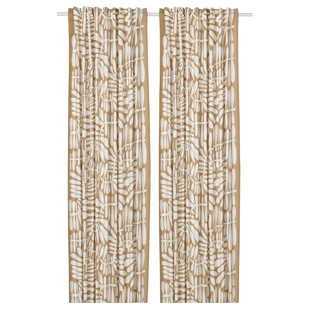 IKEA MAJSMOTT  (ИКЕА МАЙСМОТТ)  -  Штора, 2 шт, на ленте/бежевый/белый, 145x300 см