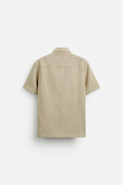 ZARA РУБАШКА ИЗ РЕЛЬЕФНОЙ ТКАНИ, ЗЕЛЕНОВАТЫЙ