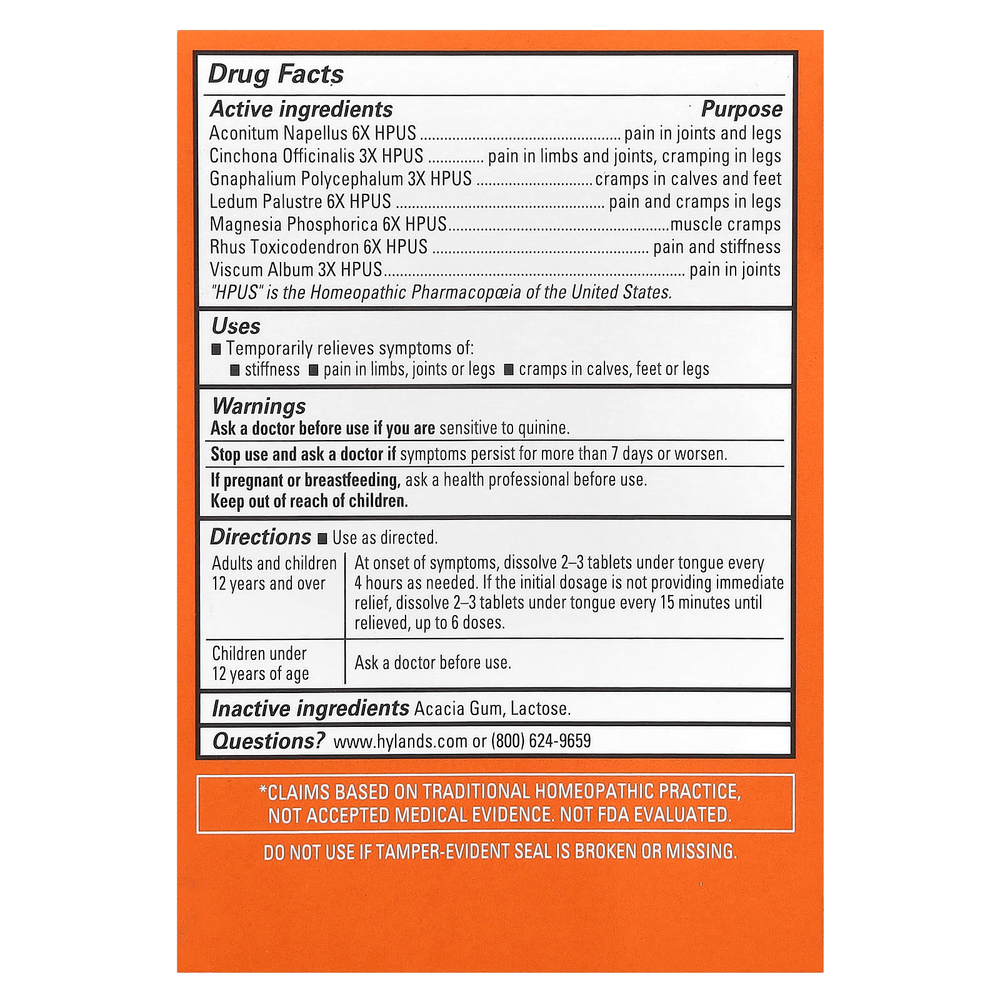 Hyland's Naturals, Судороги ног, 50 быстрорастворимых таблеток