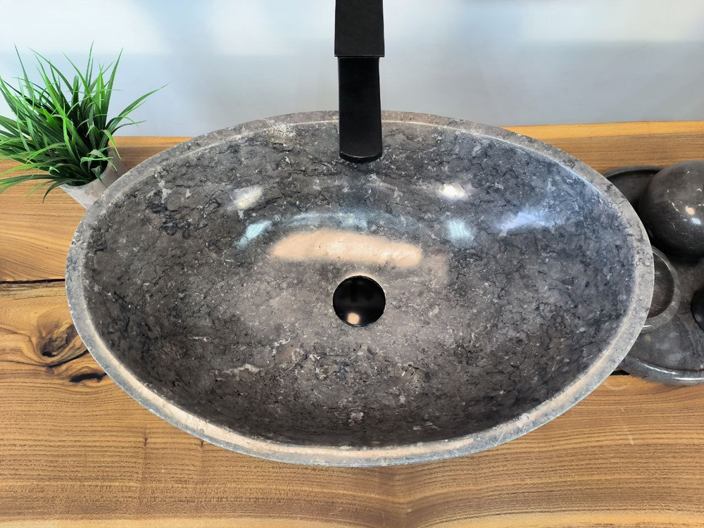 Раковина из мрамора Oval Grey OM-65715  (55*38*19) из натурального камня