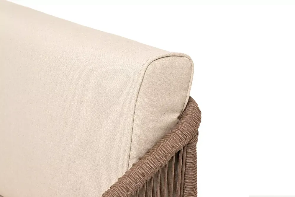 "Канны" лаунж-зона 4-местная из роупа со столом "Гранада" (серый гранит), основание дуб, роуп коричневый, ткань бежевая